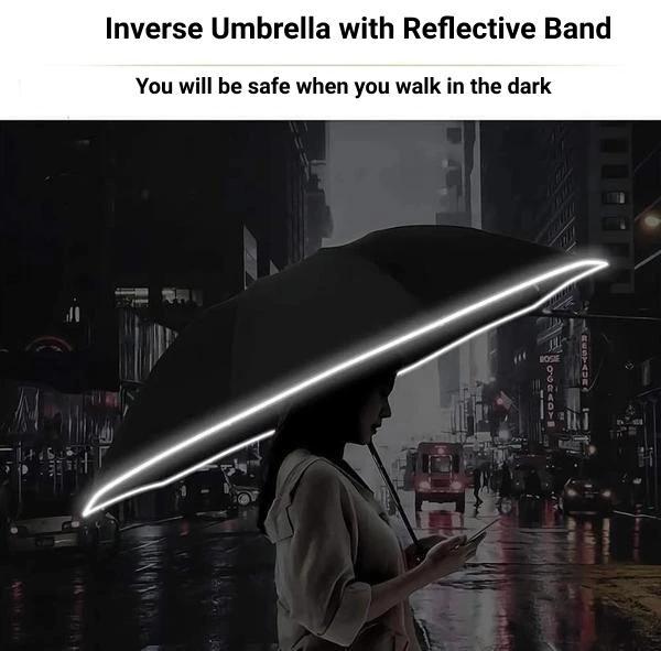 Inverted Umbrella With Reflective Band - BrelaPlus™
