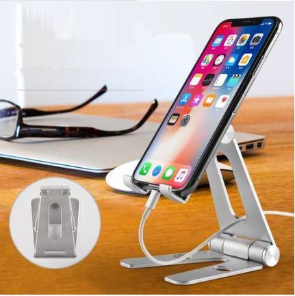 Folding and rotating support for phone or tablet