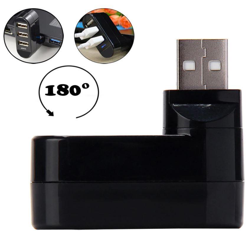 Mini Hub Rotatable with 3-Ports USB 2.0