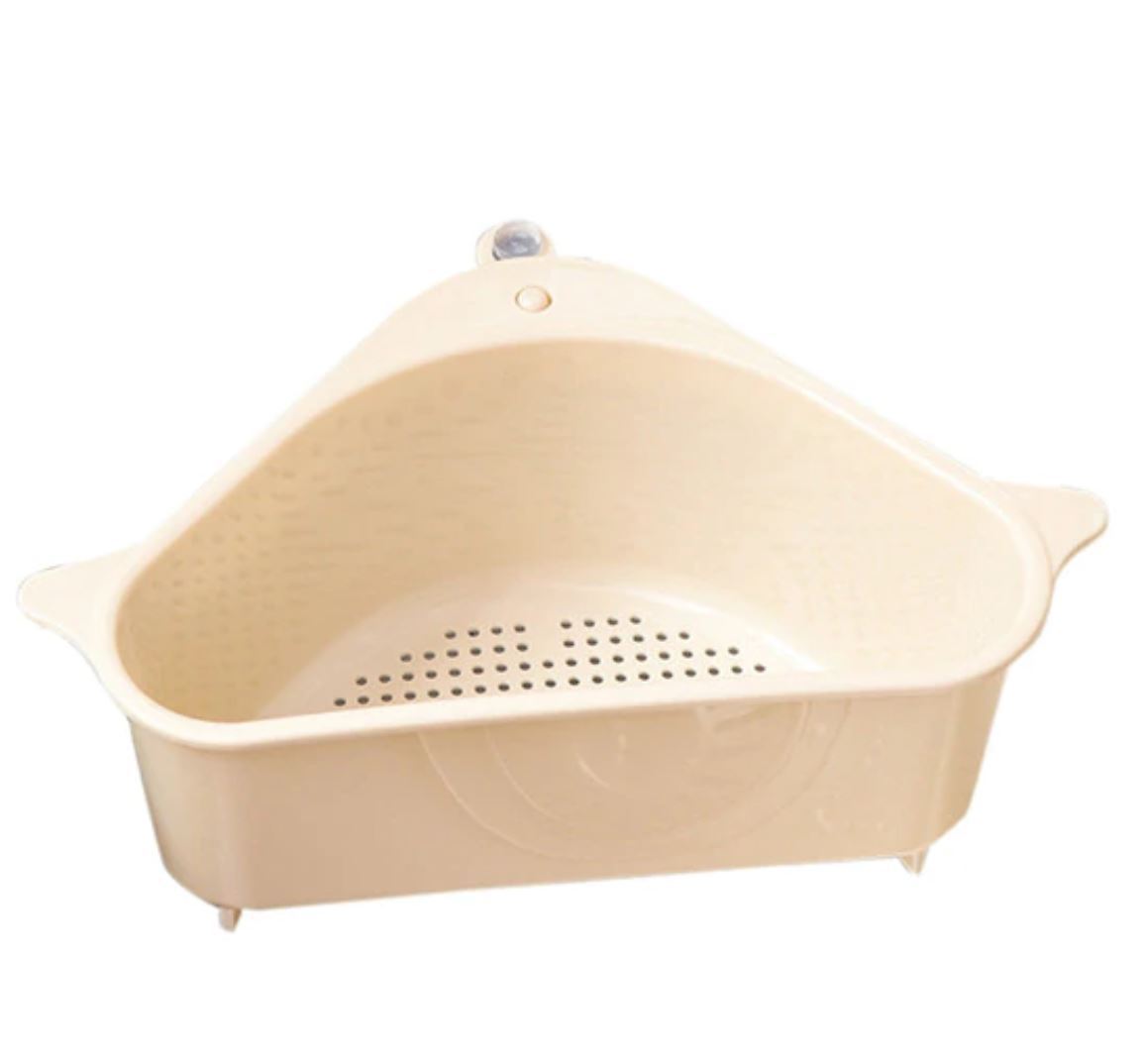 Triangular sink drain shelf