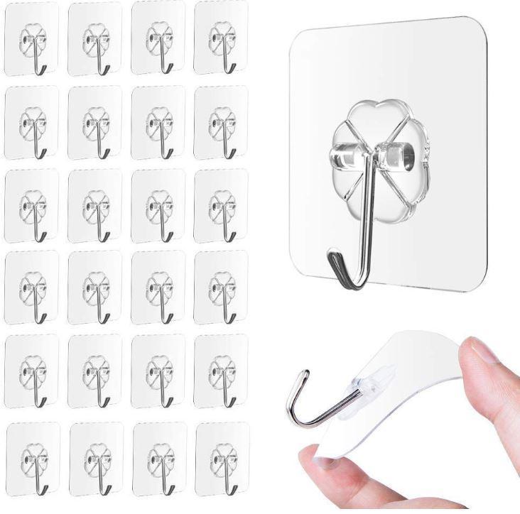 Transparent Adhesive Hooks (Set of 24)