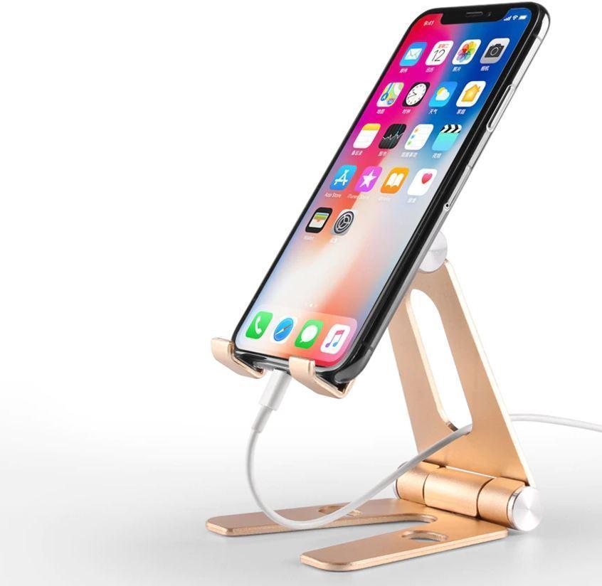 Folding and rotating support for phone or tablet