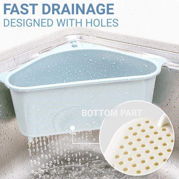 Triangular sink drain shelf