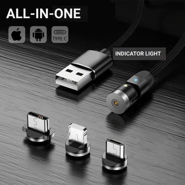Magnetic iPhone charging cable - Type C - Micro Usb 360°