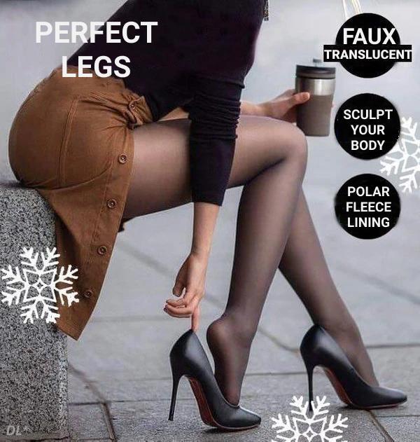 Fake Translucent Warm Fleece Tights - Perfect Legs