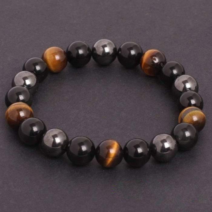 Tiger Eye, Hematite and Black Obsidian Protection Bracelet