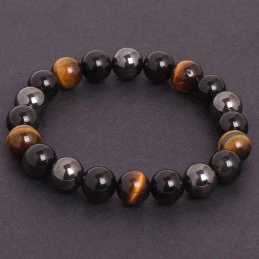 Tiger Eye, Hematite and Black Obsidian Protection Bracelet