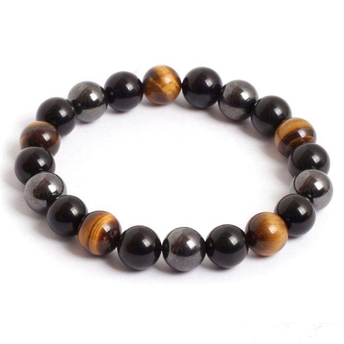 Tiger Eye, Hematite and Black Obsidian Protection Bracelet