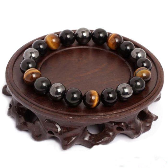 Tiger Eye, Hematite and Black Obsidian Protection Bracelet