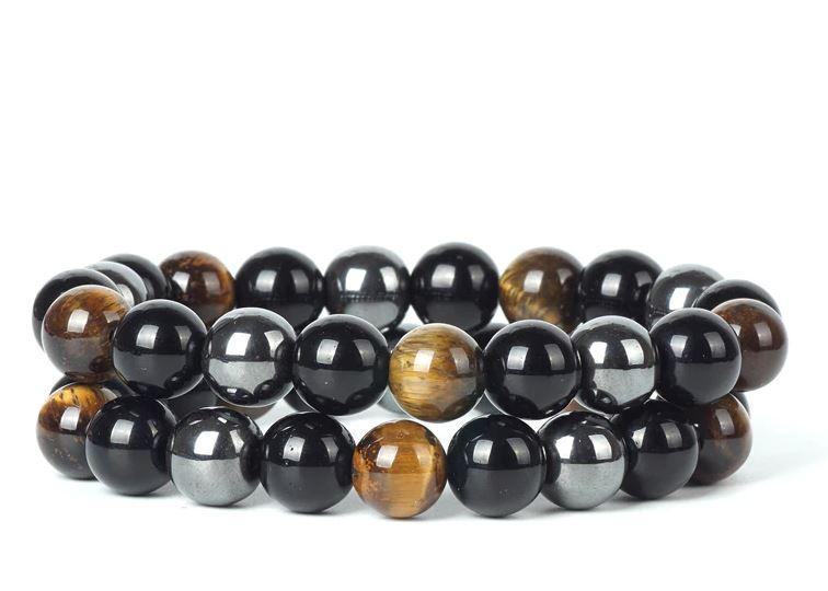 Tiger Eye, Hematite and Black Obsidian Protection Bracelet
