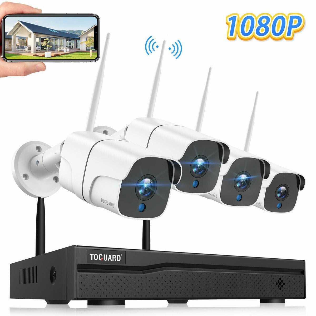 WiFi 8CH 1080P CCTV Security Camera System Home Wireless Outdoor Night Vision UK