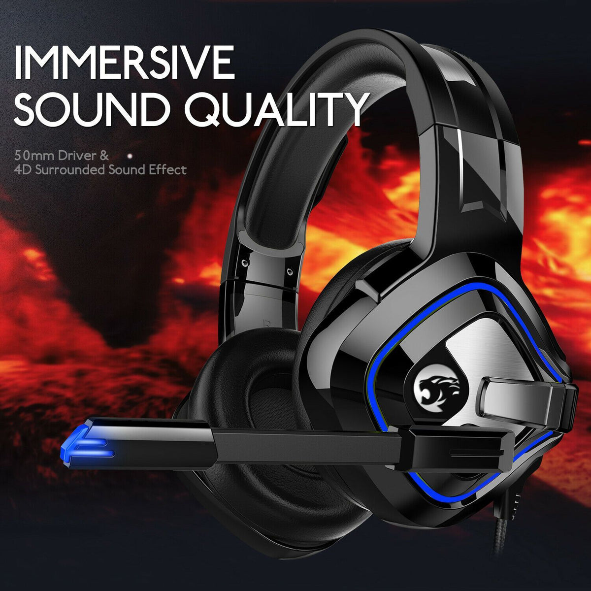 LED Gaming Headset  For PC Mac Nintendo Switch  PS4 Xbox One
