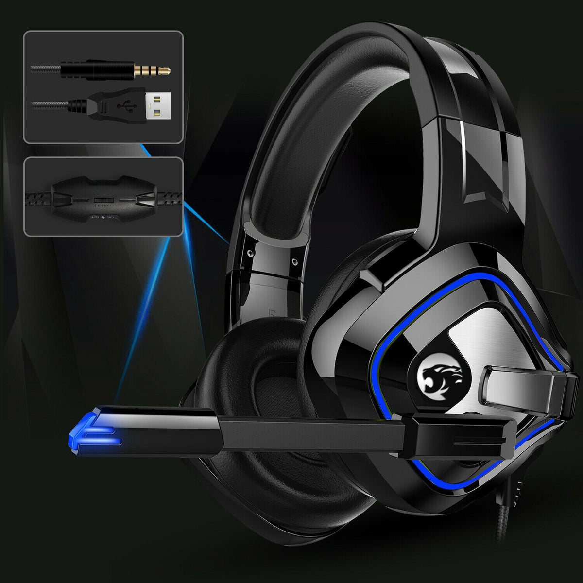 LED Gaming Headset  For PC Mac Nintendo Switch  PS4 Xbox One
