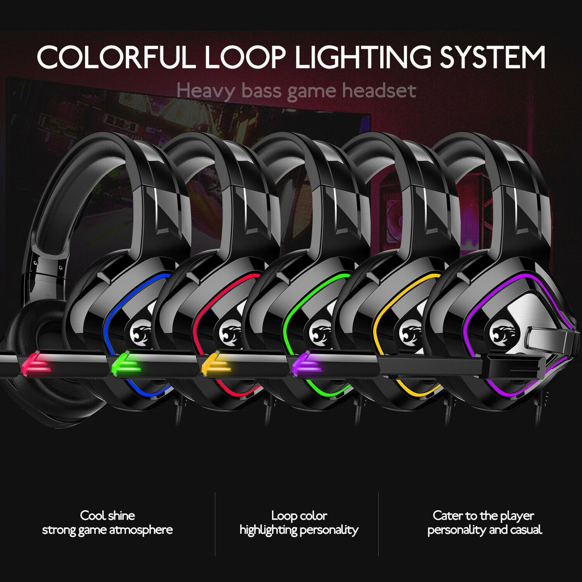 LED Gaming Headset  For PC Mac Nintendo Switch  PS4 Xbox One